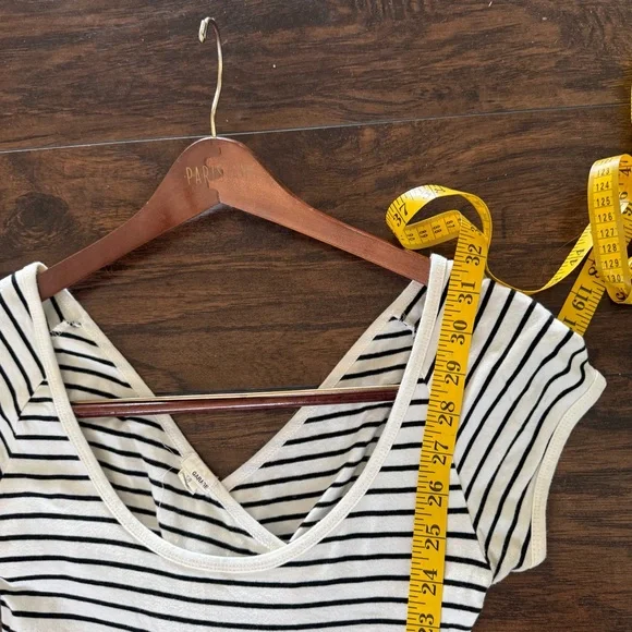 Garage Mini Dress Open Back Fit and Flare Black and White Stripes W Sz S - Picture 7 of 8